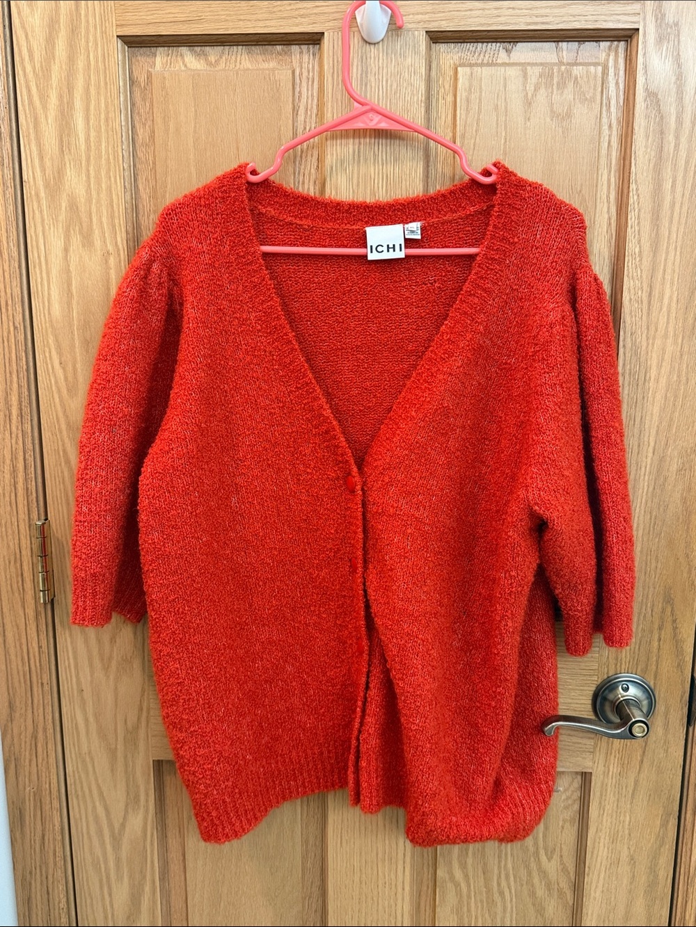 Red V-neck Women's Sweater Cardigan